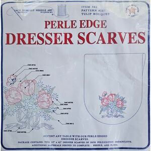 Perle Edge Dresser Scarves Pattern #261 Tulip Bouquet Jack Dempsy Needle Art